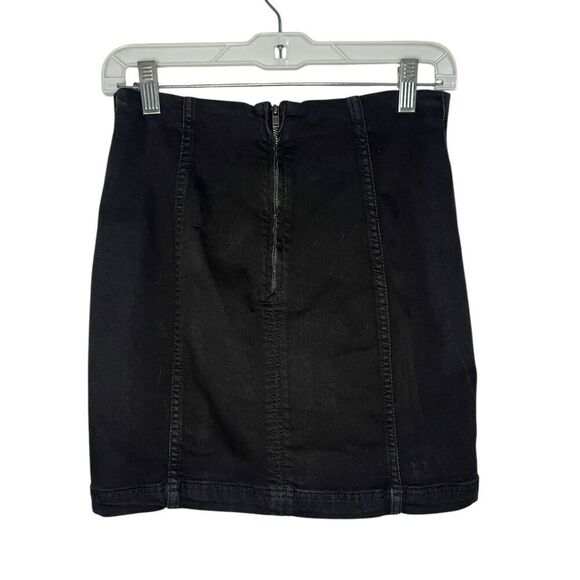 Free People Women’s 6 Modern Femme Denim Jean Skirt Black Stretch Zip - Picture 3 of 5